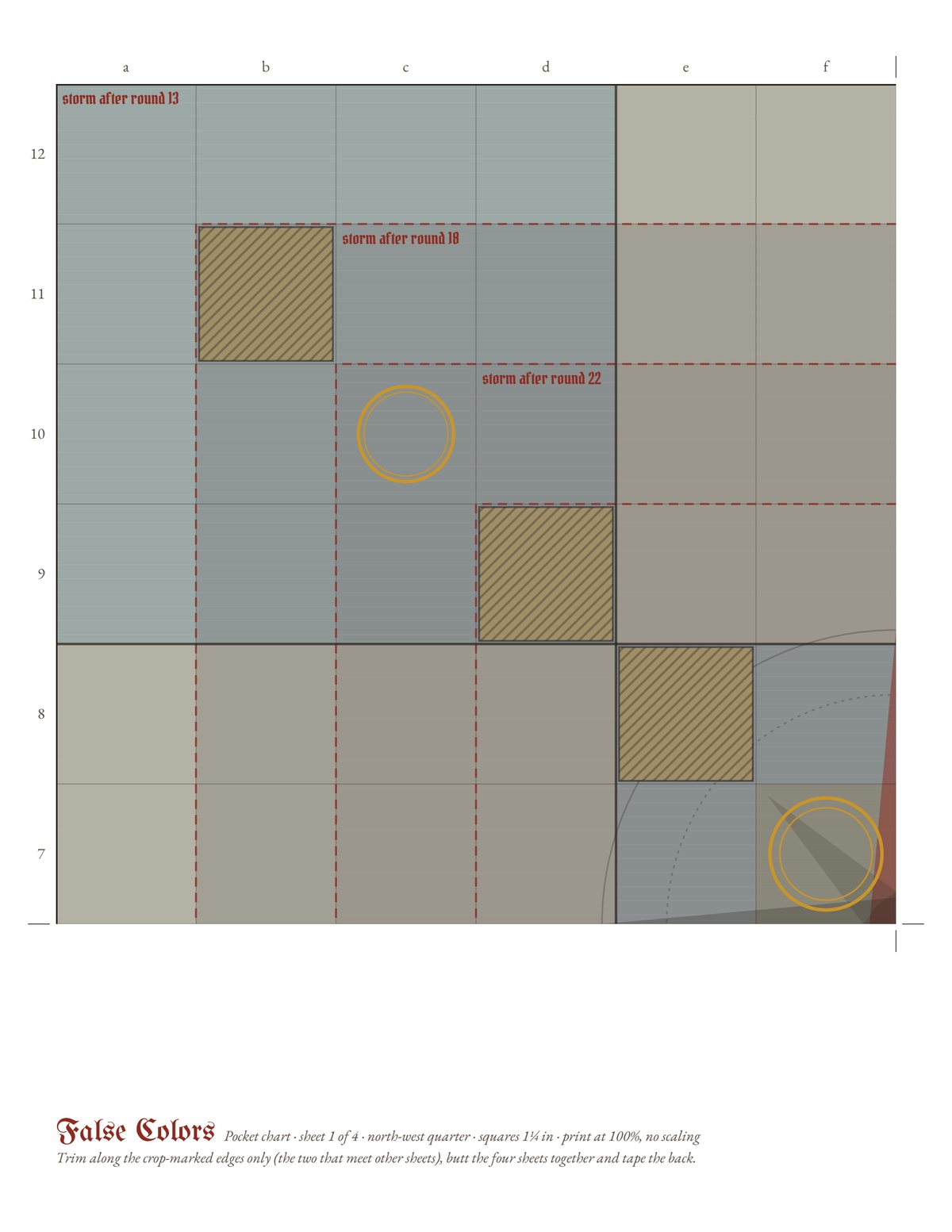 The first sheet of the printable square chart