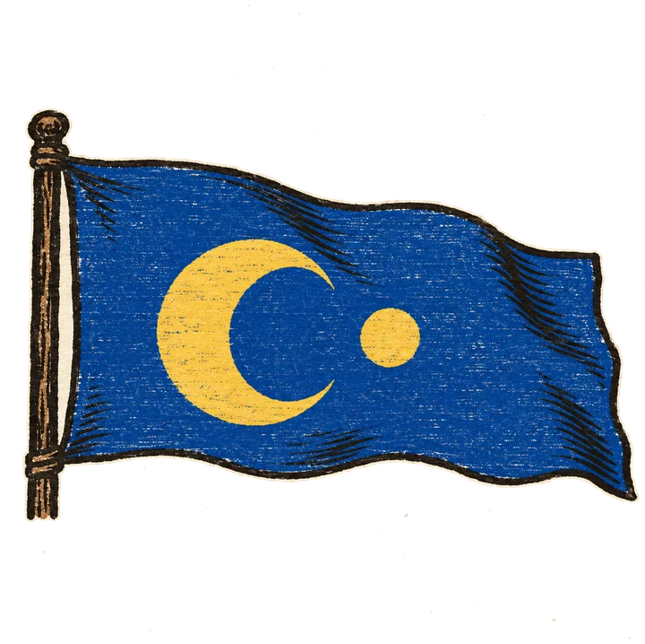 The Lateens' ensign: a gold crescent and star on blue