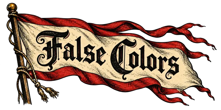 The False Colors logo on a light ground
